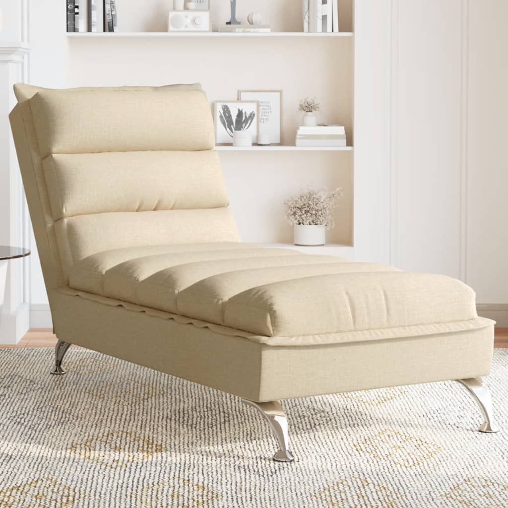 Chaise Longue Met Kussens Stof Kleurig 1 Crème