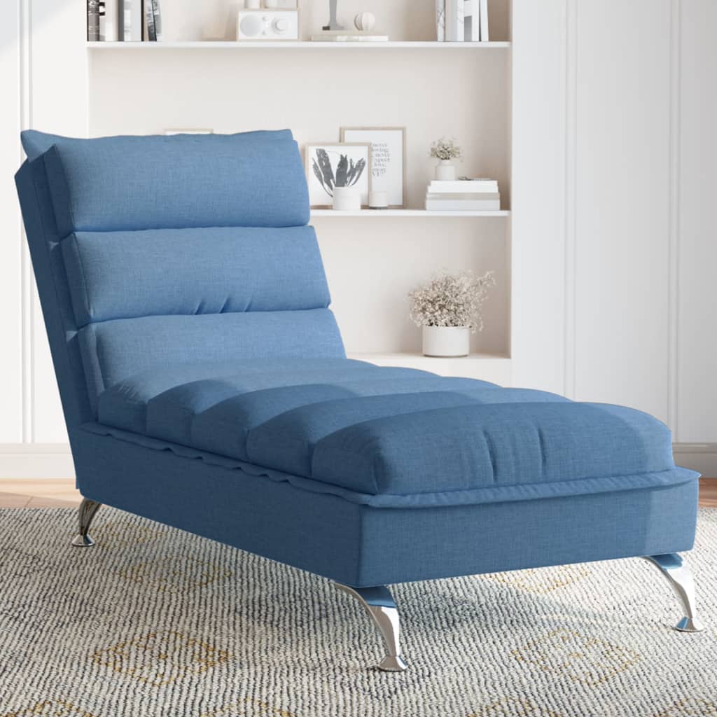 Chaise Longue Met Kussens Stof 1 Blauw