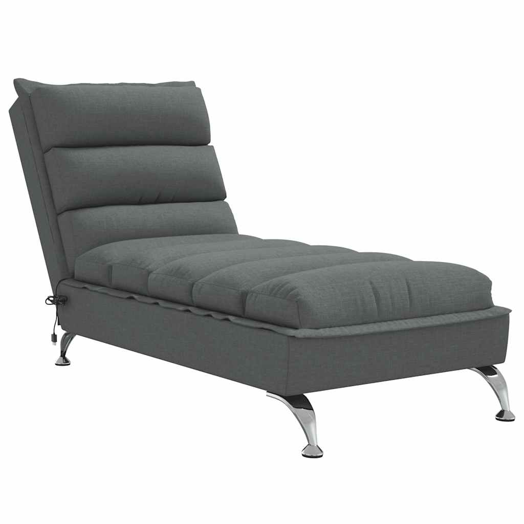 Massage Chaise Longue Met Kussens Stof 1 Donkergrijs