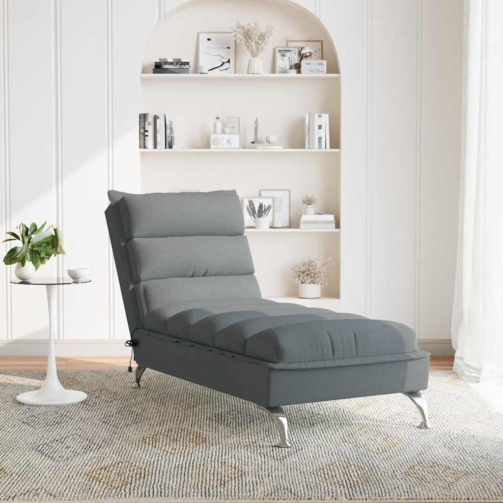 Massage Chaise Longue Met Kussens Stof 1 Donkergrijs