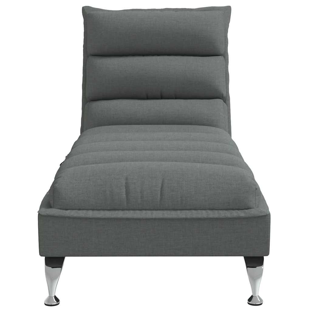 Massage Chaise Longue Met Kussens Stof 1 Donkergrijs