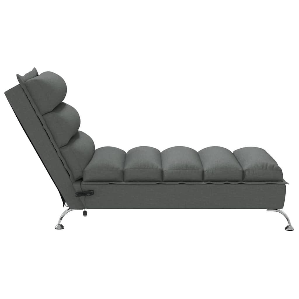 Massage Chaise Longue Met Kussens Stof 1 Donkergrijs