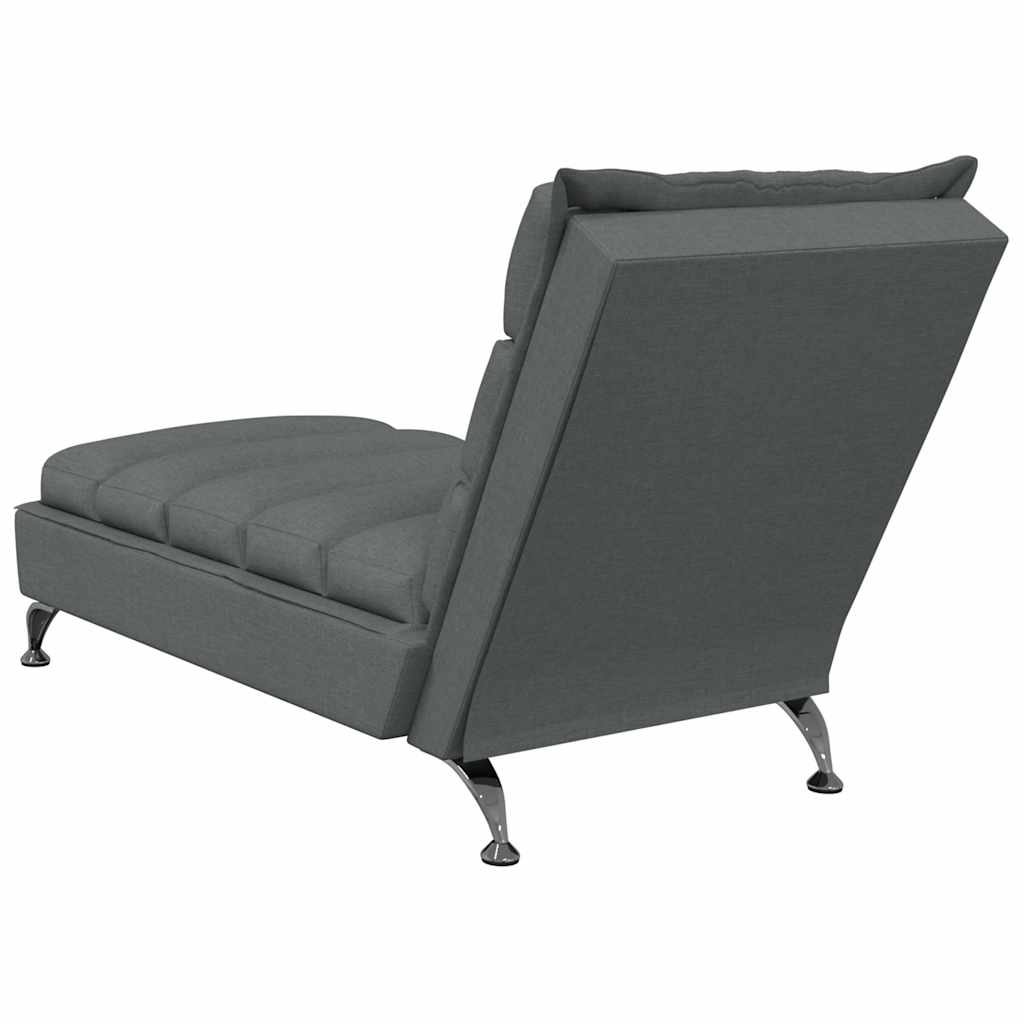 Massage Chaise Longue Met Kussens Stof 1 Donkergrijs