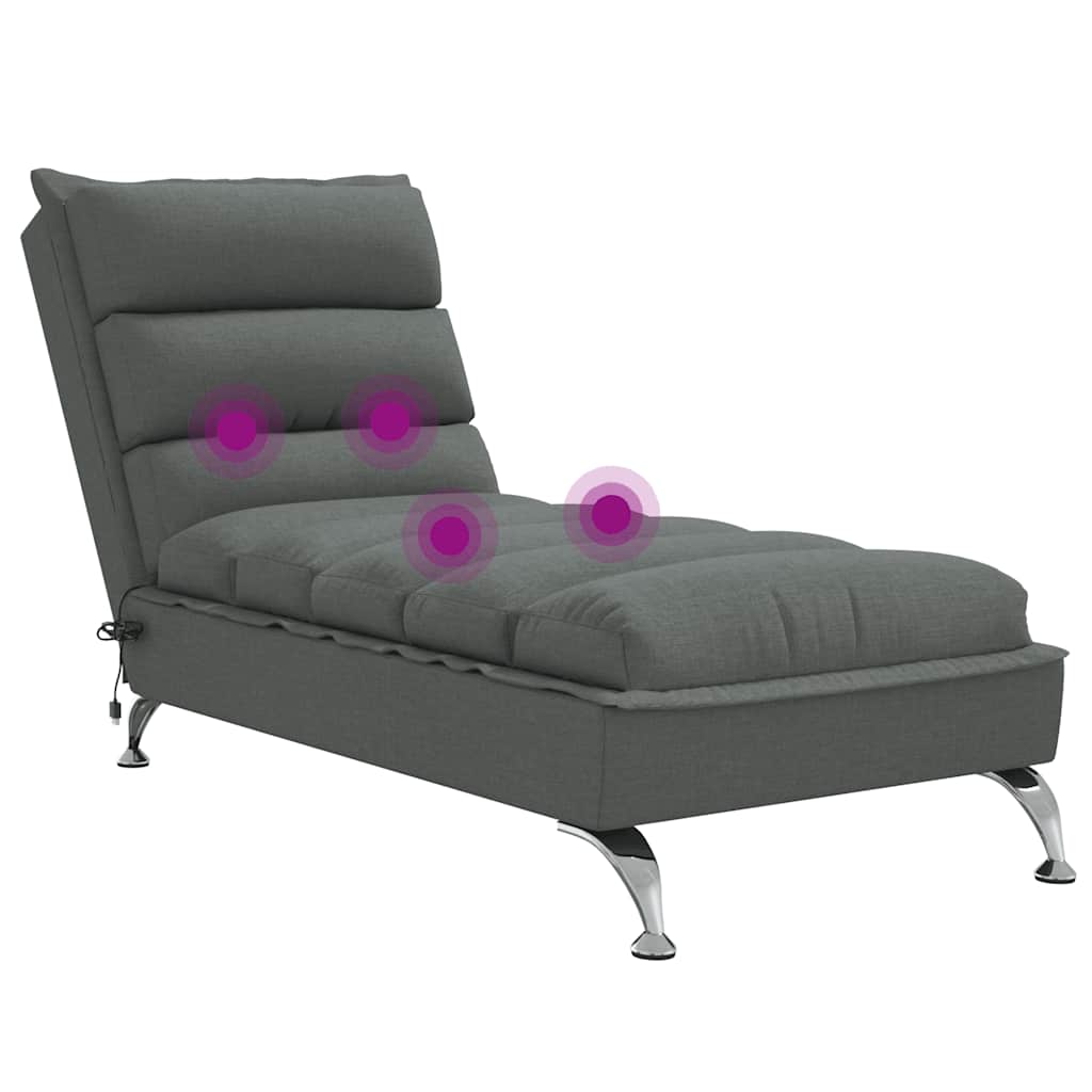 Massage Chaise Longue Met Kussens Stof 1 Donkergrijs