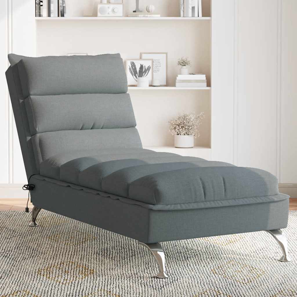 Massage Chaise Longue Met Kussens Stof 1 Donkergrijs