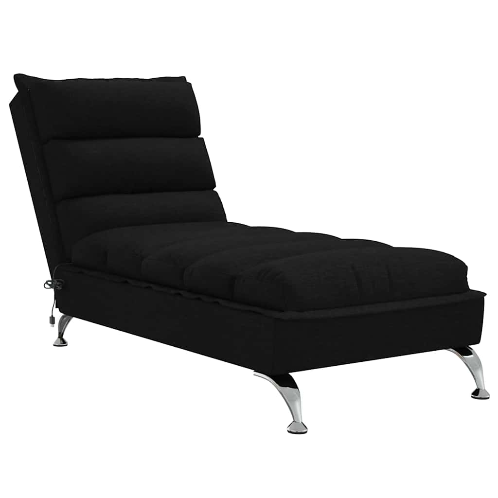Massage Chaise Longue Met Kussens Stof 1 Zwart