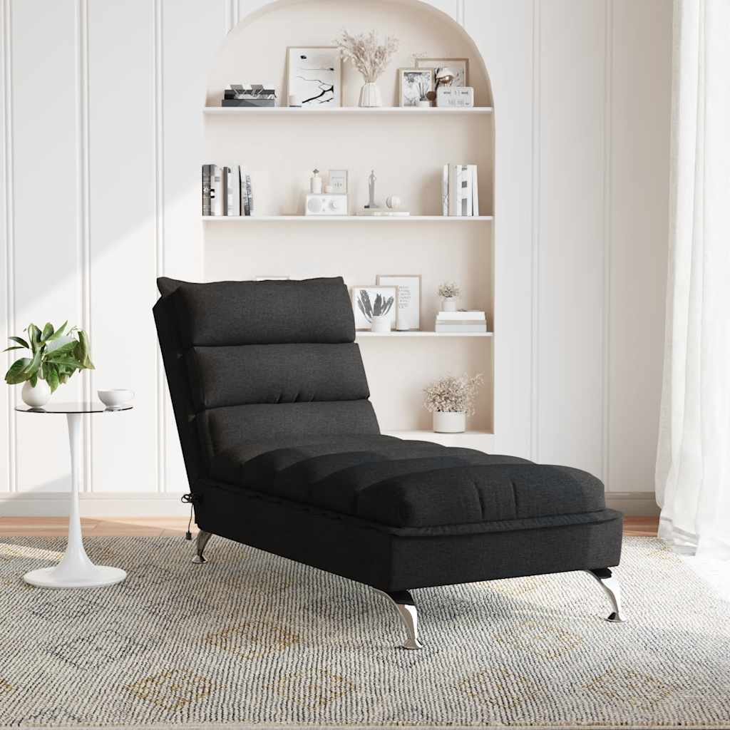Massage Chaise Longue Met Kussens Stof 1 Zwart