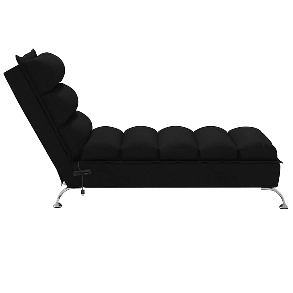 Massage Chaise Longue Met Kussens Stof 1 Zwart