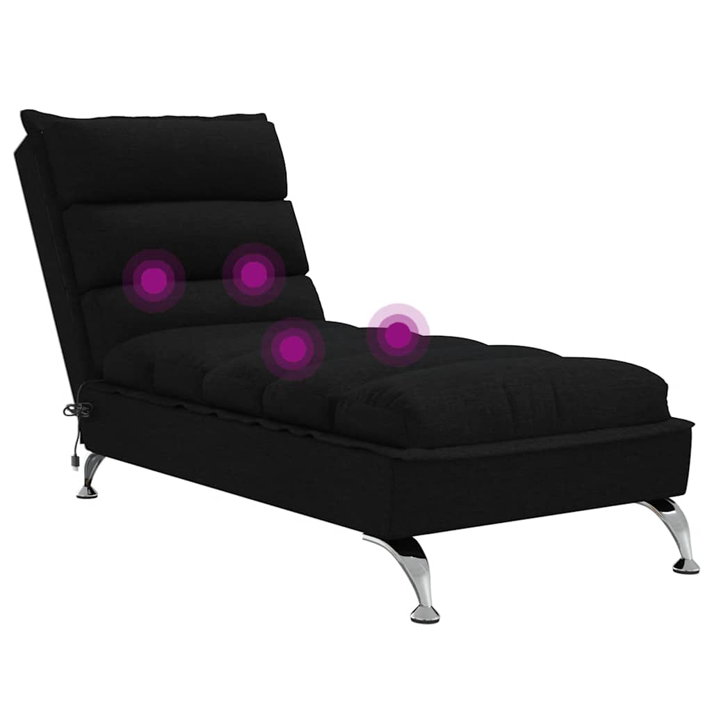 Massage Chaise Longue Met Kussens Stof 1 Zwart