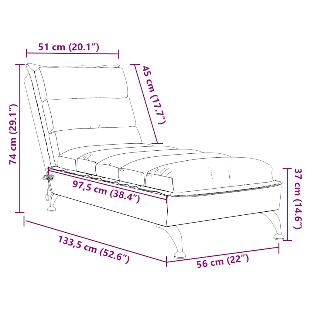 Massage Chaise Longue Met Kussens Stof 1 Zwart