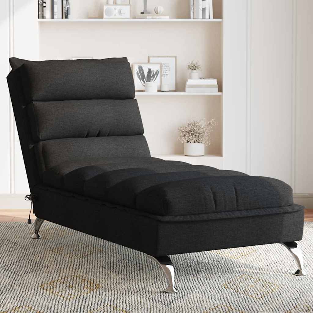 Massage Chaise Longue Met Kussens Stof 1 Zwart