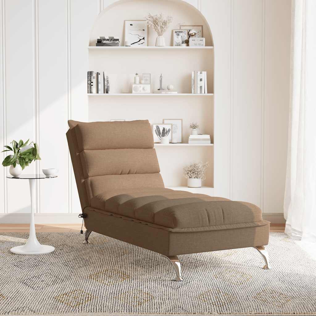 Massage Chaise Longue Met Kussens Stof 1 Bruin