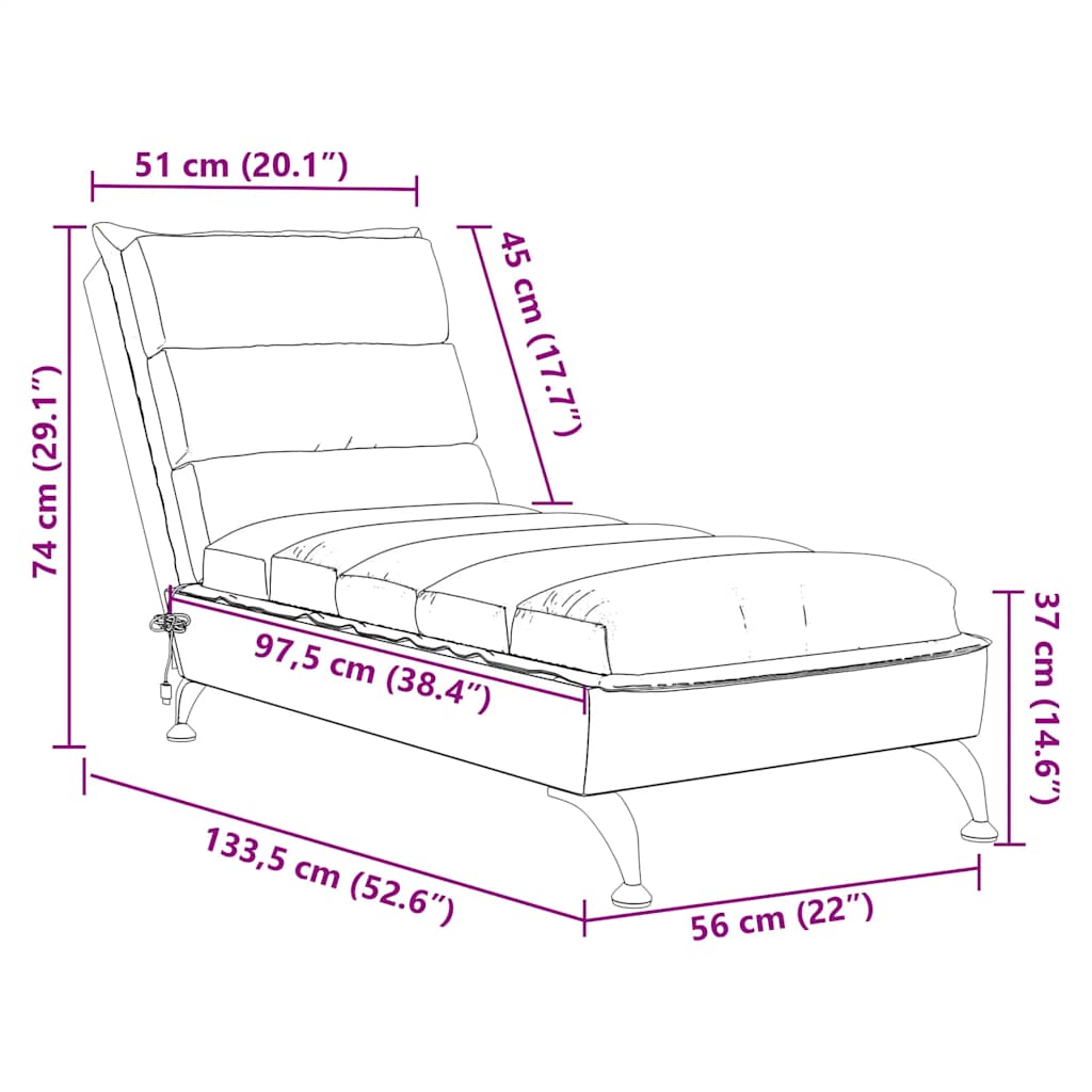 Massage Chaise Longue Met Kussens Stof 1 Bruin