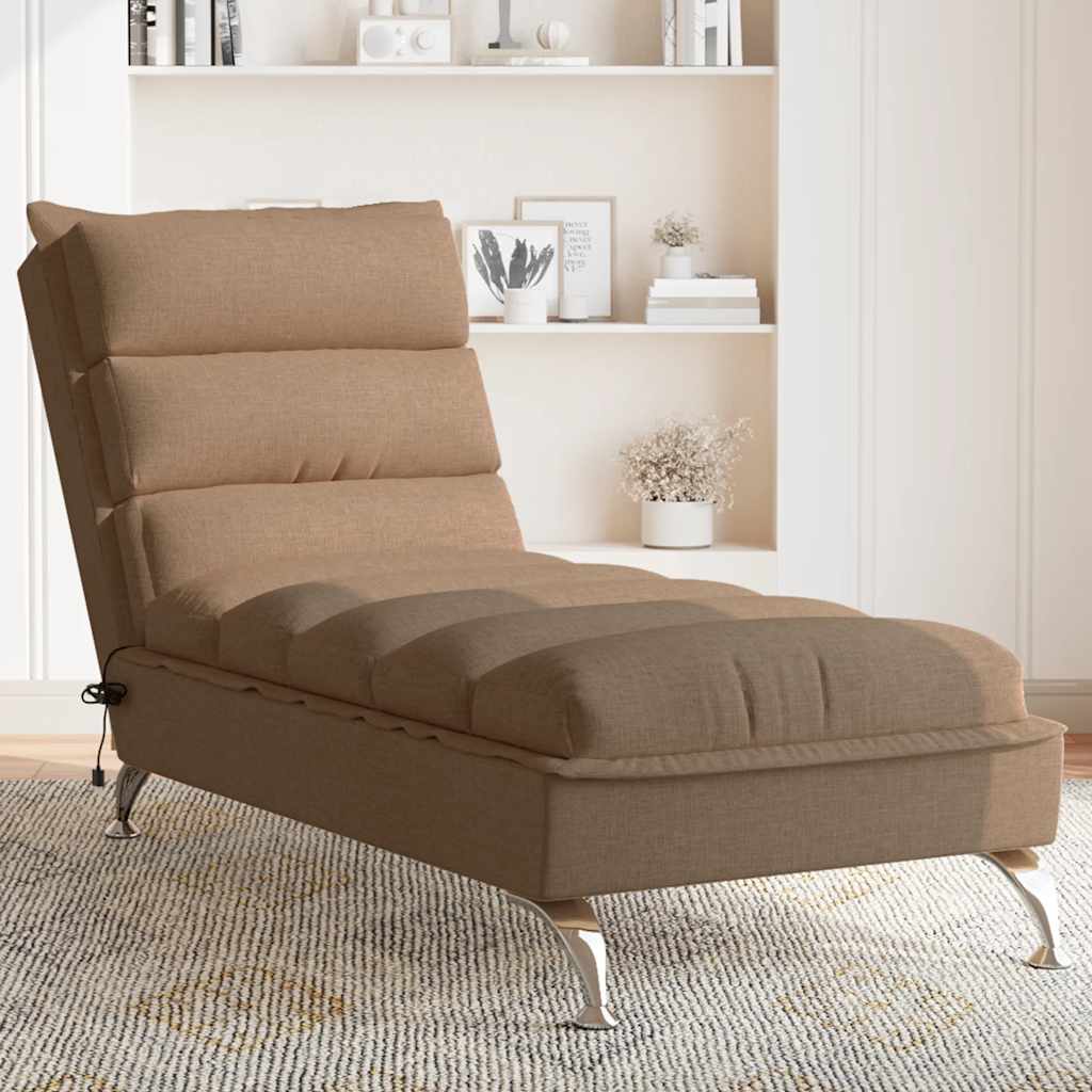 Massage Chaise Longue Met Kussens Stof 1 Bruin