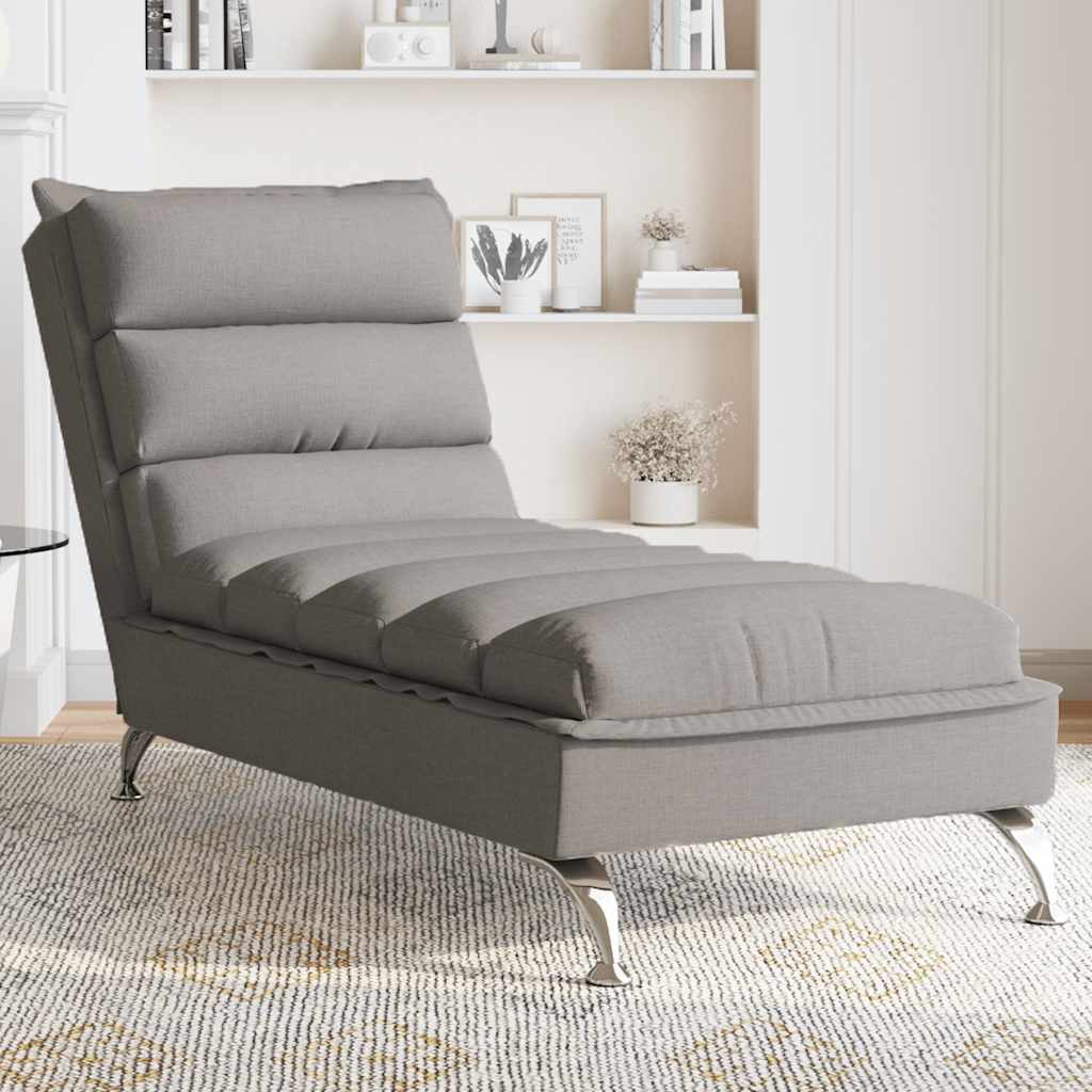 Massage Chaise Longue Met Kussens Stof 1 Taupe