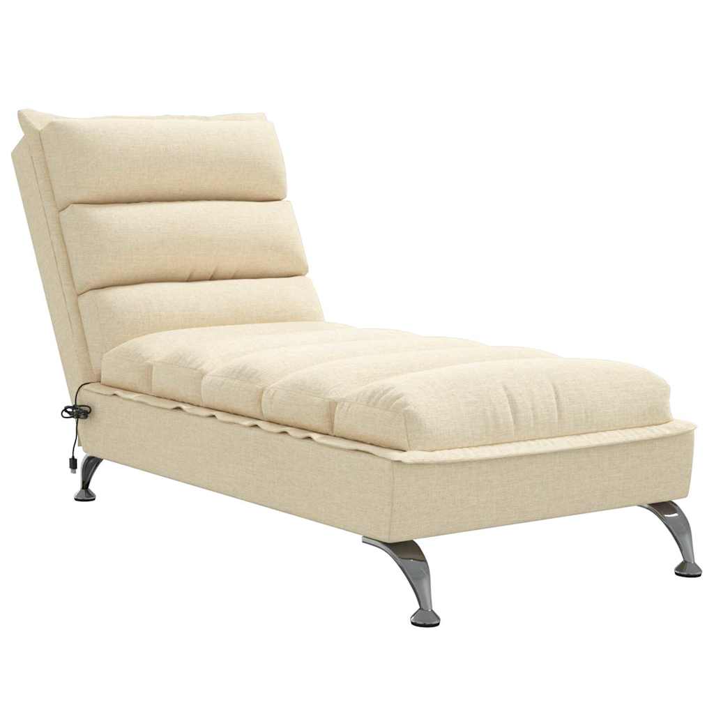 Massage Chaise Longue Met Kussens Stof Kleurig 1 Crème