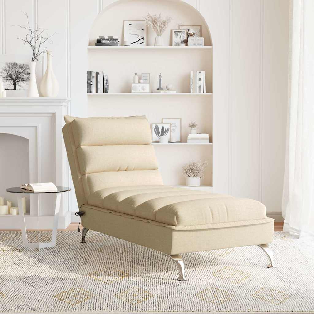 Massage Chaise Longue Met Kussens Stof Kleurig 1 Crème