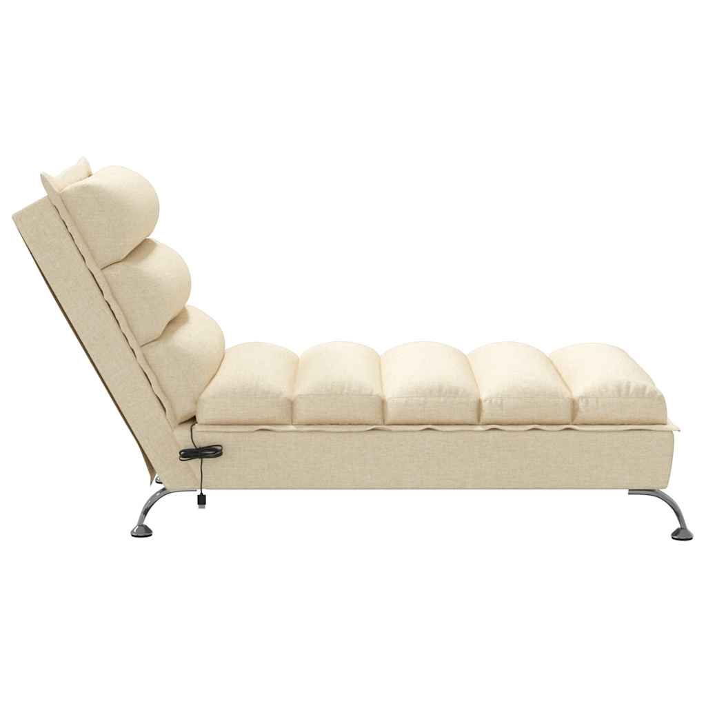 Massage Chaise Longue Met Kussens Stof Kleurig 1 Crème