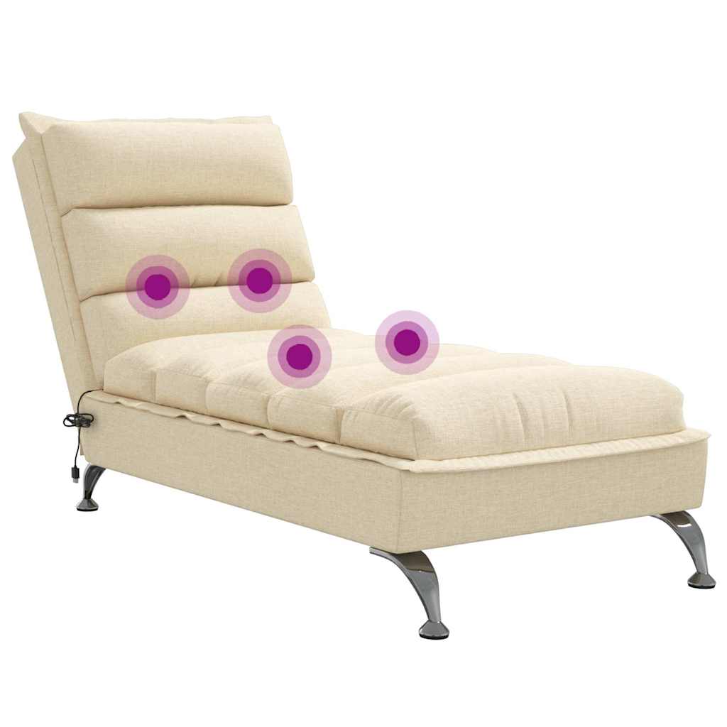 Massage Chaise Longue Met Kussens Stof Kleurig 1 Crème