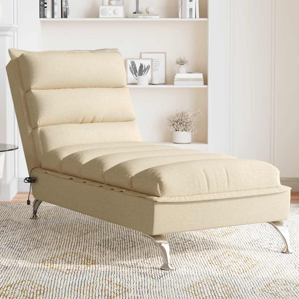Massage Chaise Longue Met Kussens Stof Kleurig 1 Crème