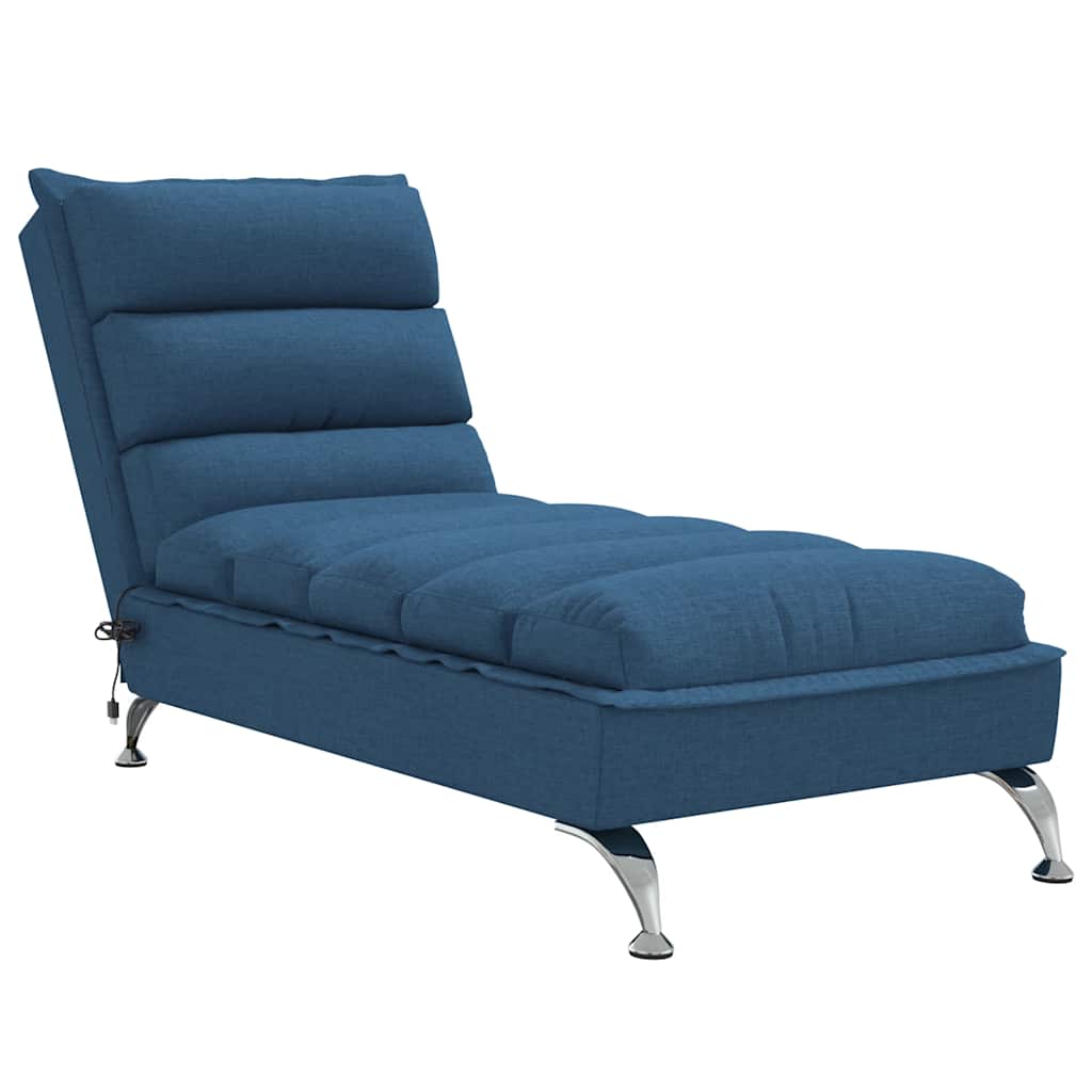 Massage Chaise Longue Met Kussens Stof 1 Blauw