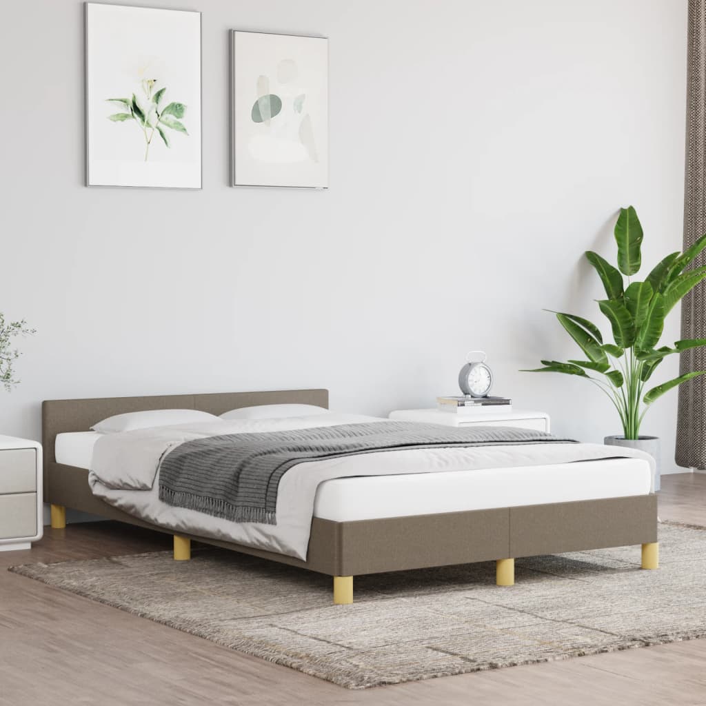 Bedframe Met Hoofdbord Stof Taupe 120 x 190 cm