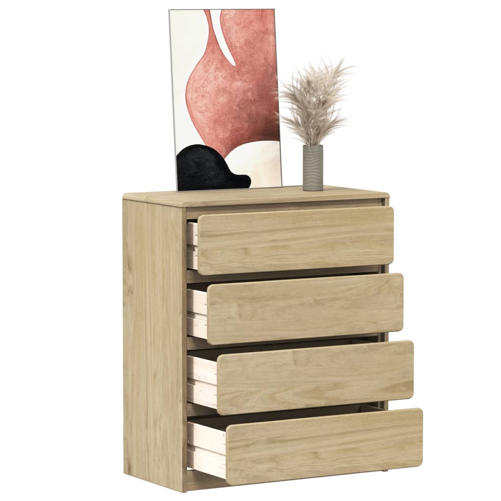 Ladekast Sauda 76,5X39X91 Cm Massief Grenenhout Eikenkleurig