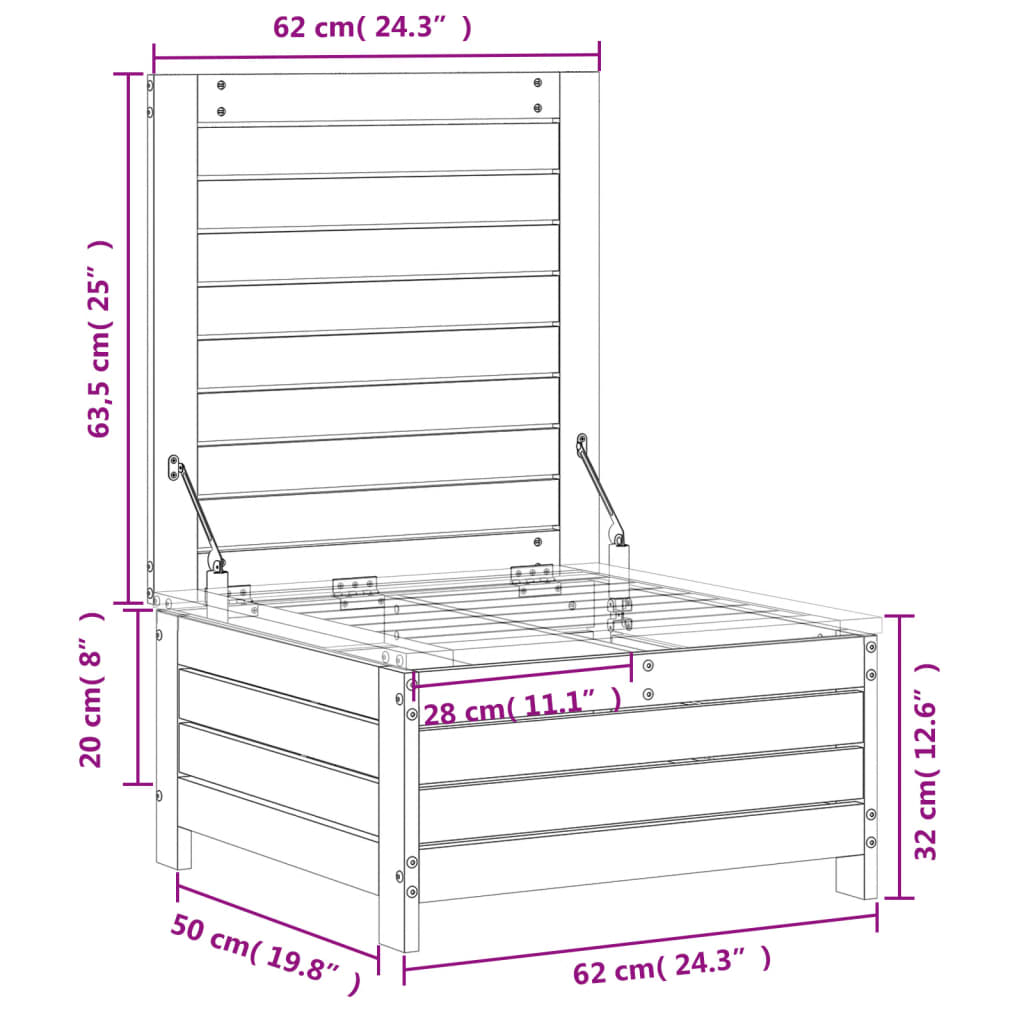 Tuinvoetenbank 62X63,5X32 Cm Massief Grenenhout Wit