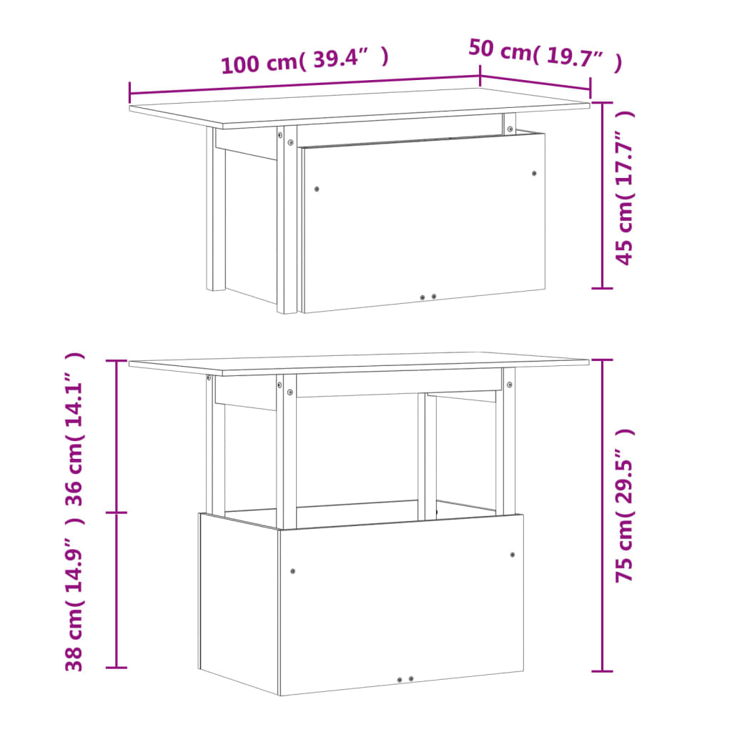 Tuintafel 100x50x75 cm massief douglashout