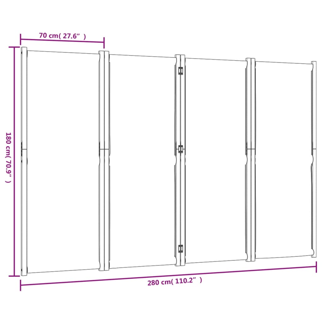 Kamerscherm Met 4 Panelen Taupe 280 x 180 cm