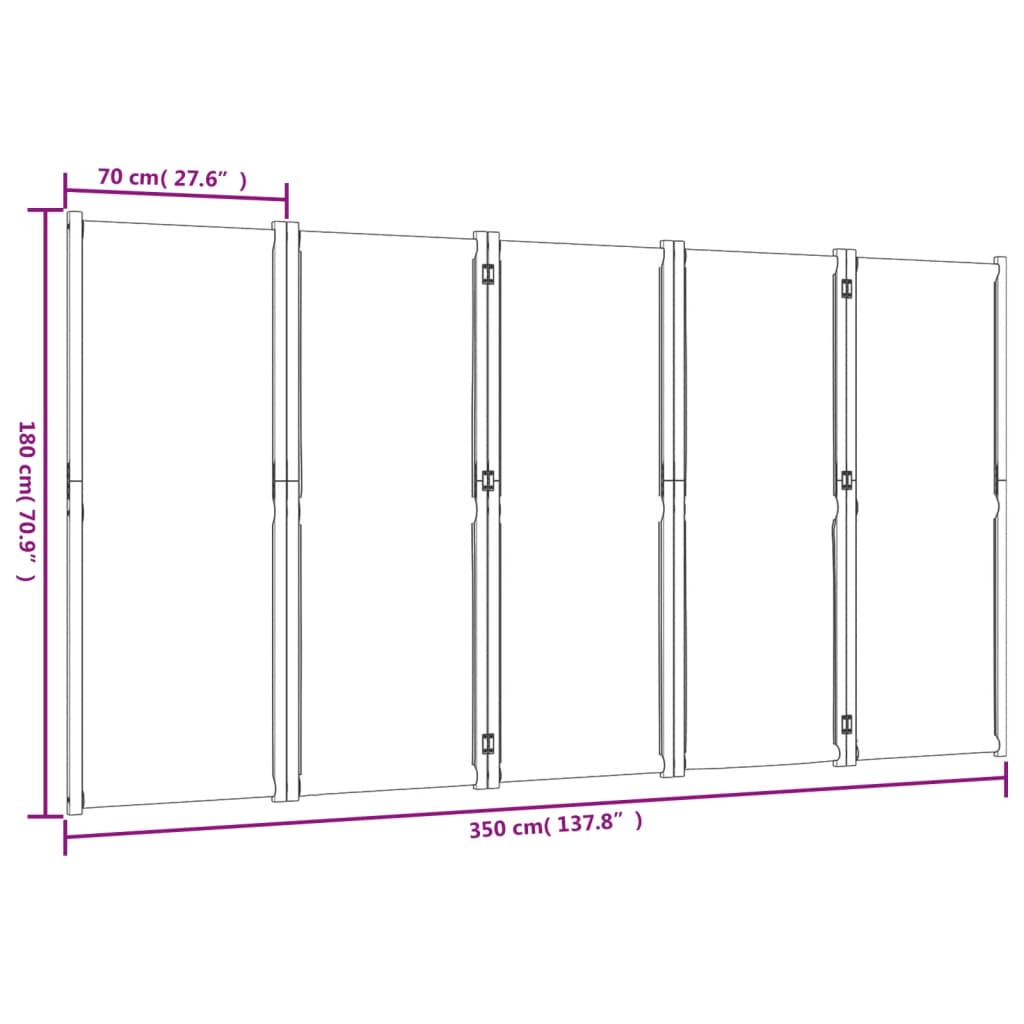 Kamerscherm Met 5 Panelen Taupe 350 x 180 cm