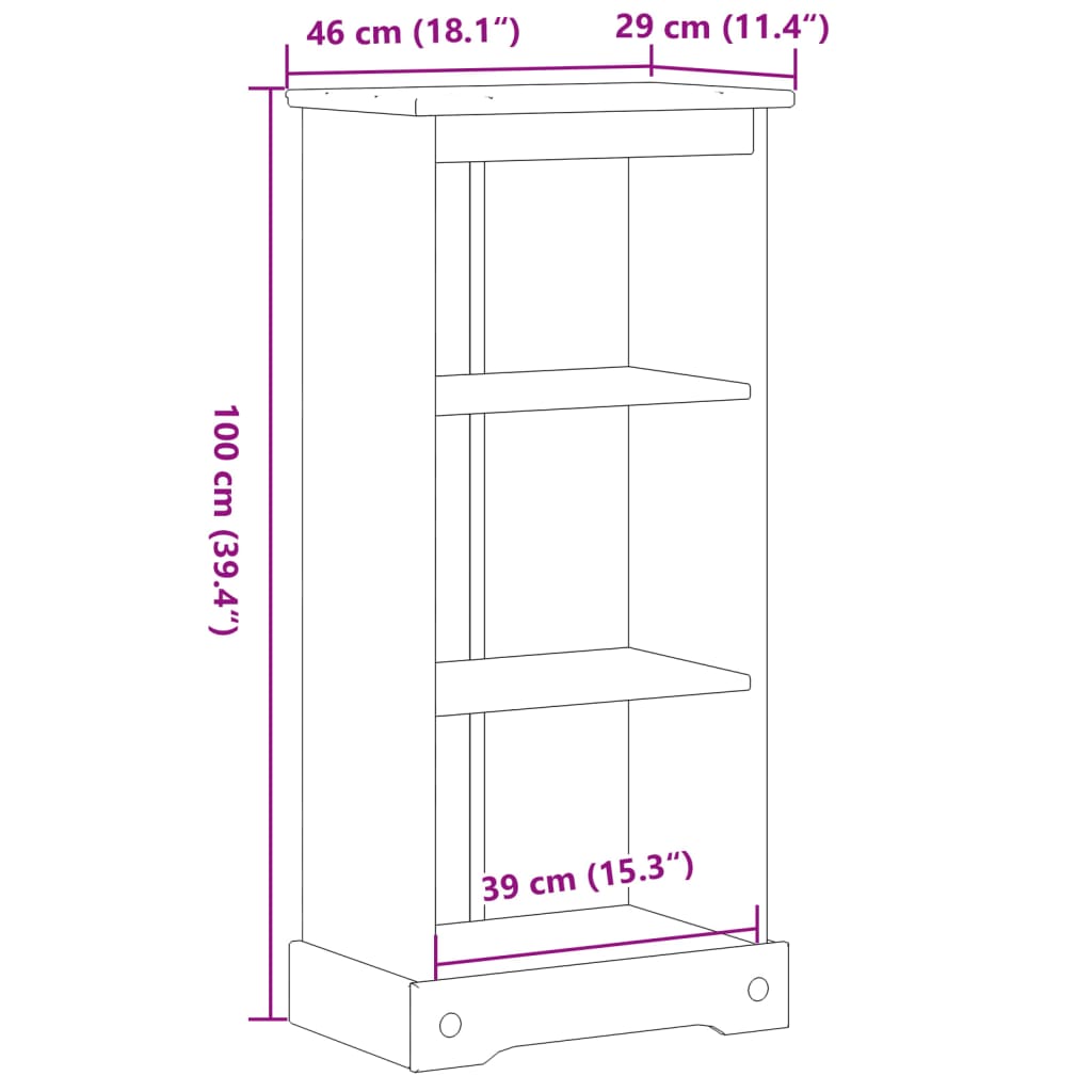 Boekenkast Corona 46x29x100 cm massief grenenhout