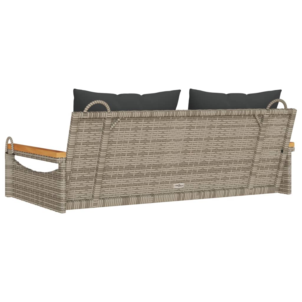 Schommelbank met kussens 109x62x40 cm poly rattan grijs