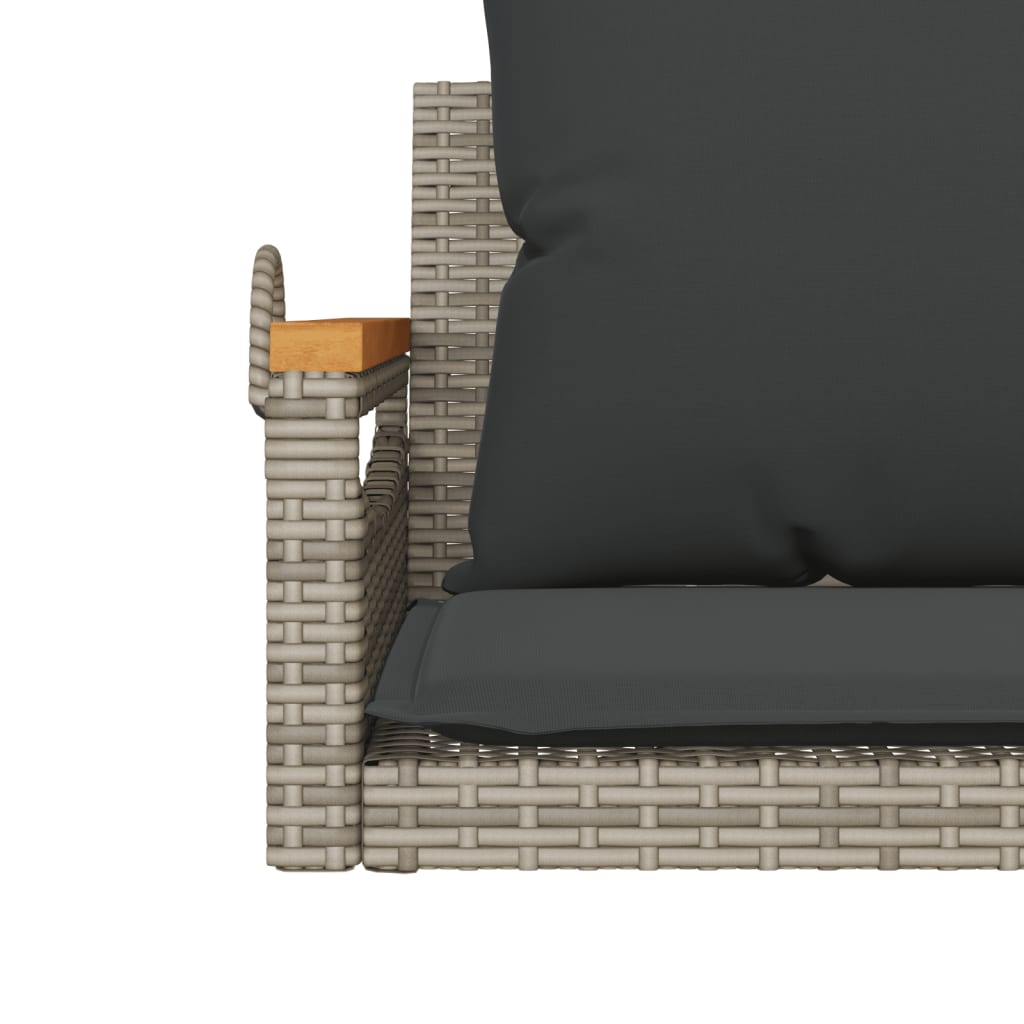 Schommelbank met kussens 63x62x40 cm poly rattan grijs