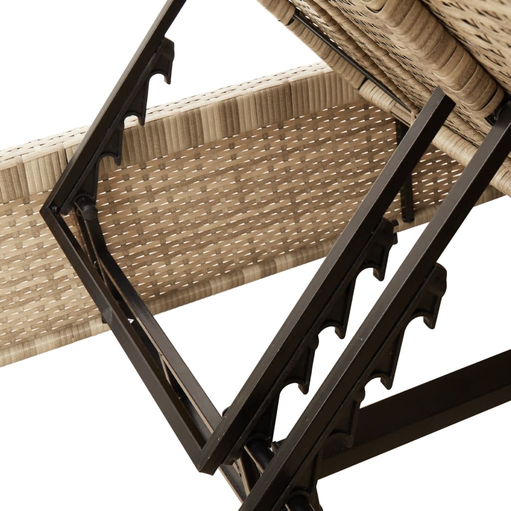 Ligbed 2-persoons met kussens poly rattan beige