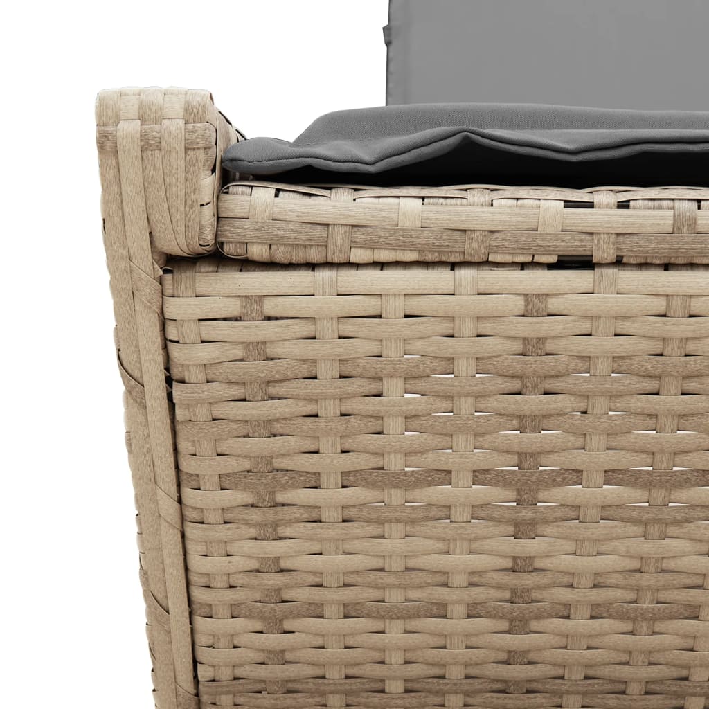 Ligbed 2-persoons met kussens poly rattan beige