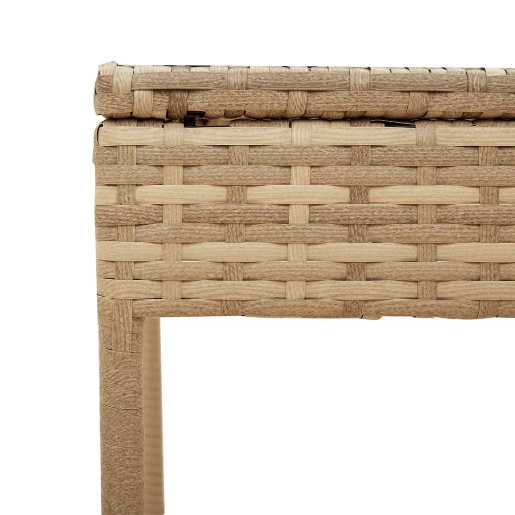 Ligbed met luifel en tafel poly rattan beige