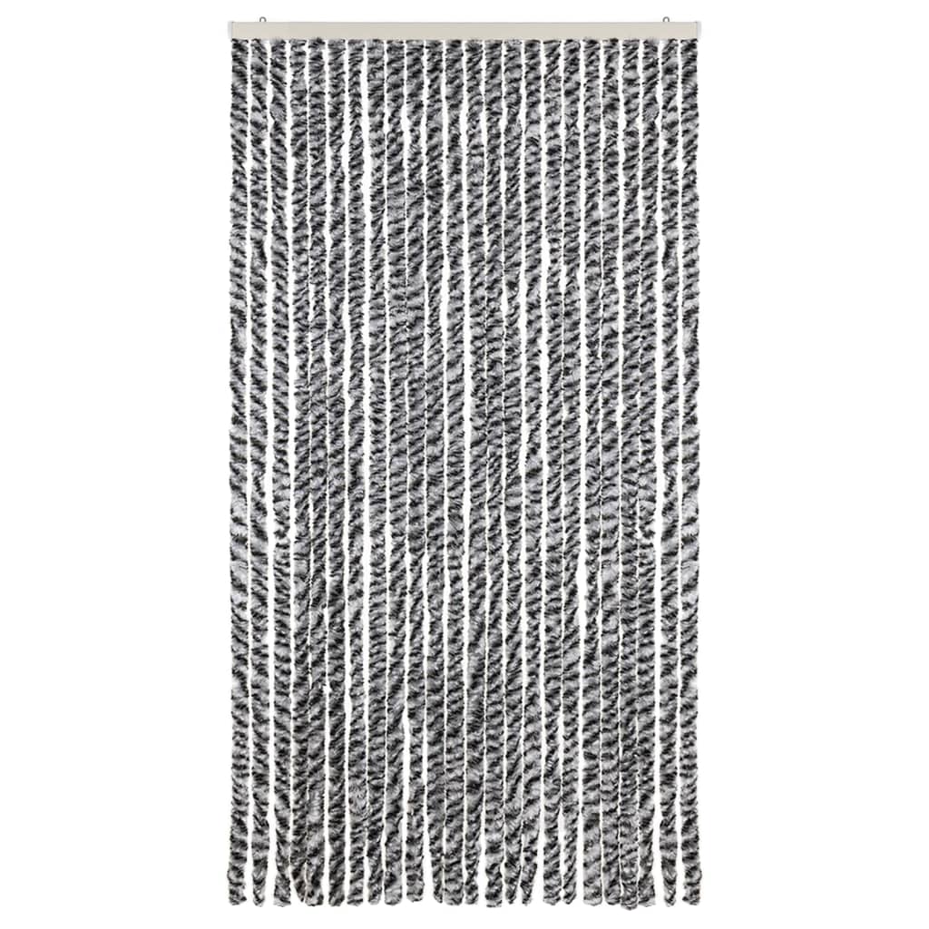 Vliegengordijn 100x230 cm chenille grijs en zwart-wit