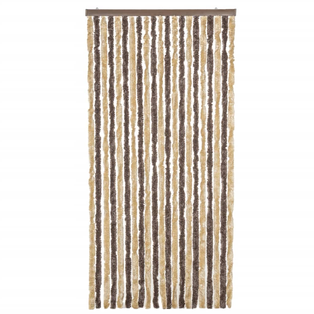 Vliegengordijn 56X185 Cm Chenille Donkerbruin En Beige