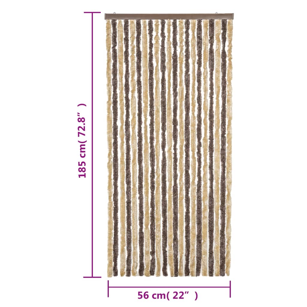 Vliegengordijn 56X185 Cm Chenille Donkerbruin En Beige