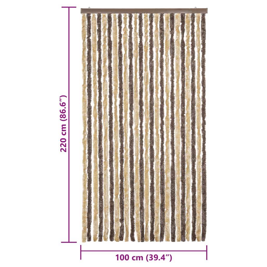 Vliegengordijn 100x220 cm chenille donkerbruin en beige