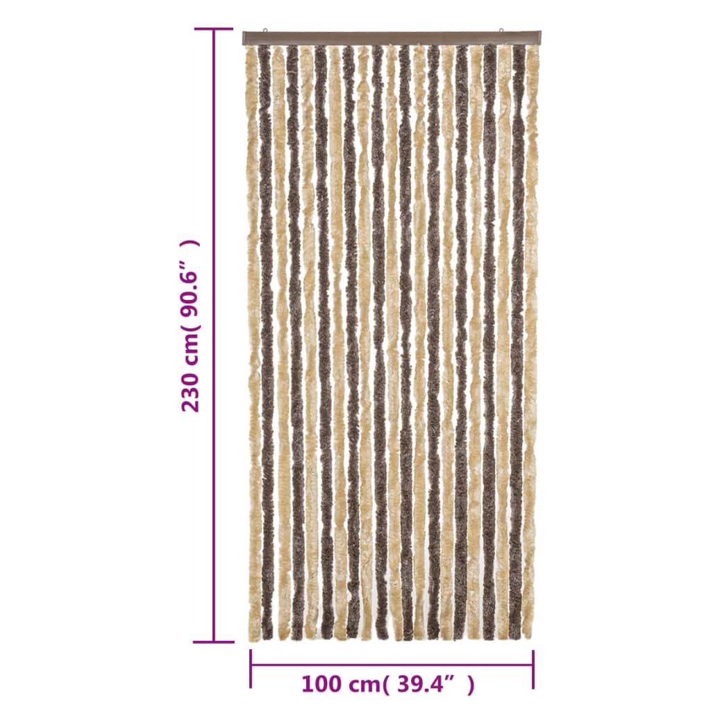 Vliegengordijn 100X230 Cm Chenille Donkerbruin En Beige