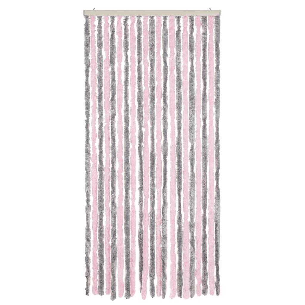 Vliegengordijn 56X185 Cm Chenille Zilvergrijs En Roze