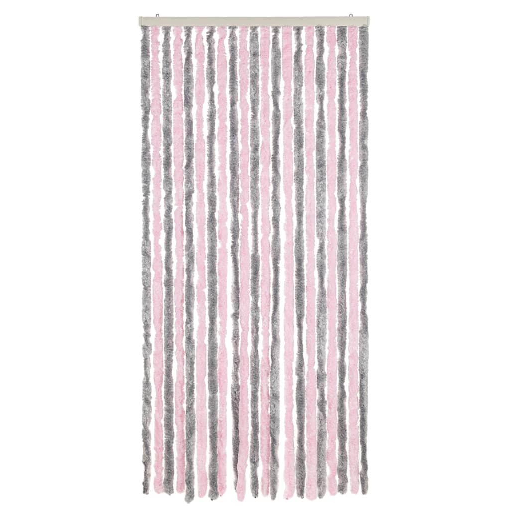 Vliegengordijn 90X220 Cm Chenille Zilvergrijs En Roze