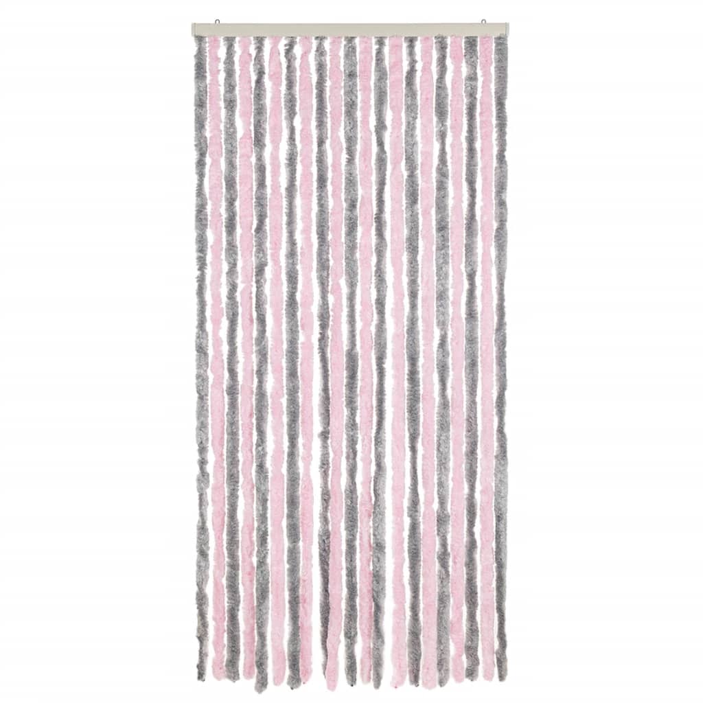 Vliegengordijn 100X230 Cm Chenille Zilvergrijs En Roze