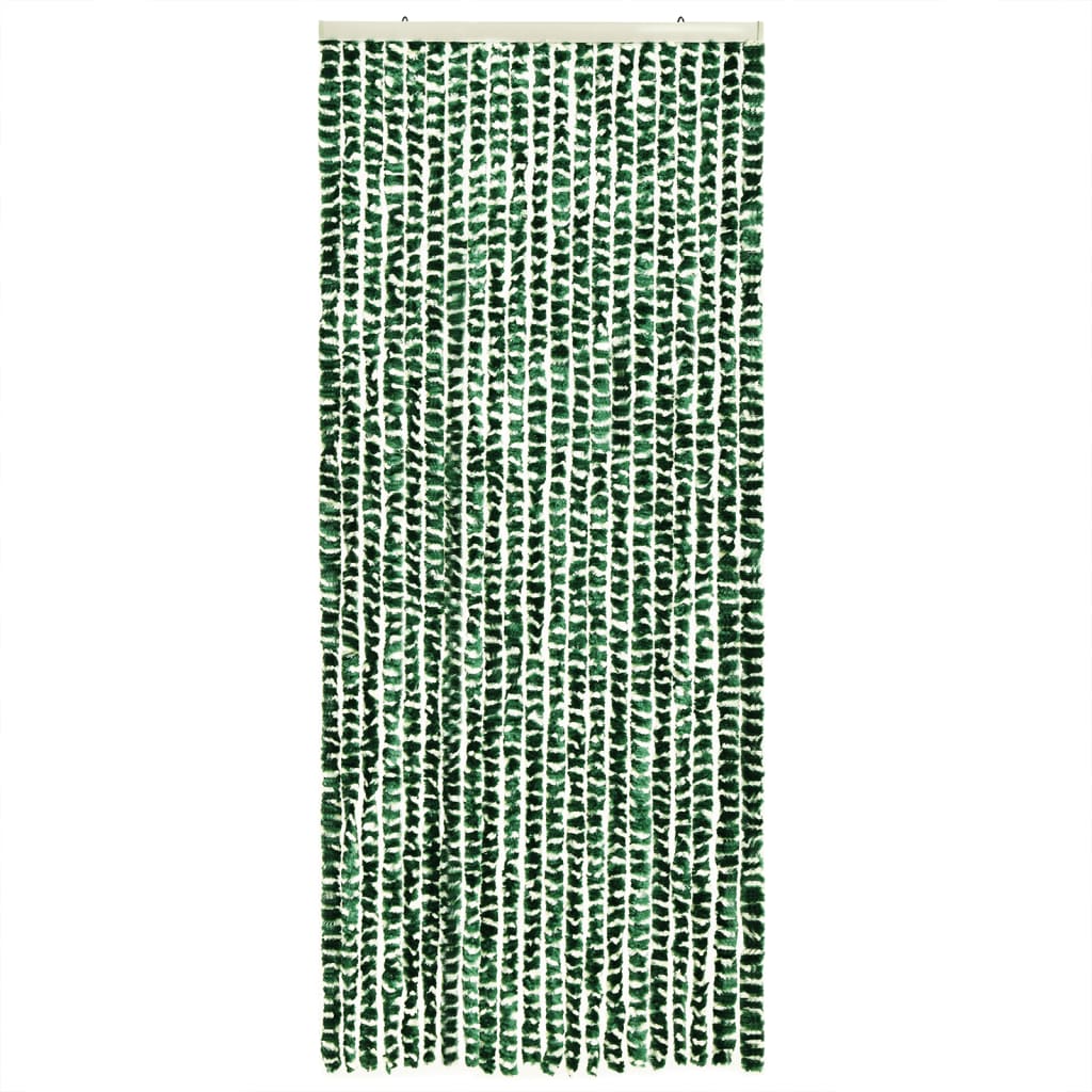 Vliegengordijn 56X200 Cm Chenille Groen En Wit