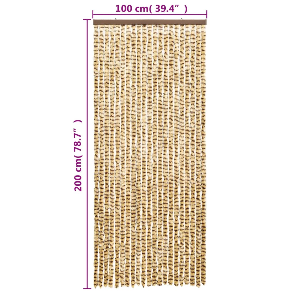 Vliegengordijn 100X200 Cm Chenille Beige En Bruin