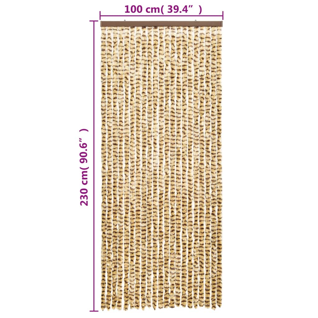 Vliegengordijn 100X230 Cm Chenille Beige En Bruin