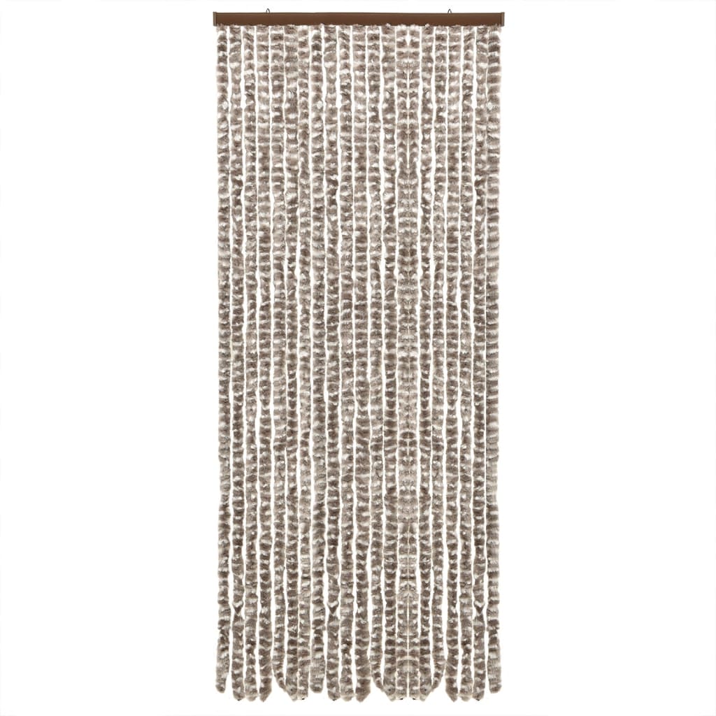 Vliegengordijn 56X200 Cm Chenille Taupe En Wit