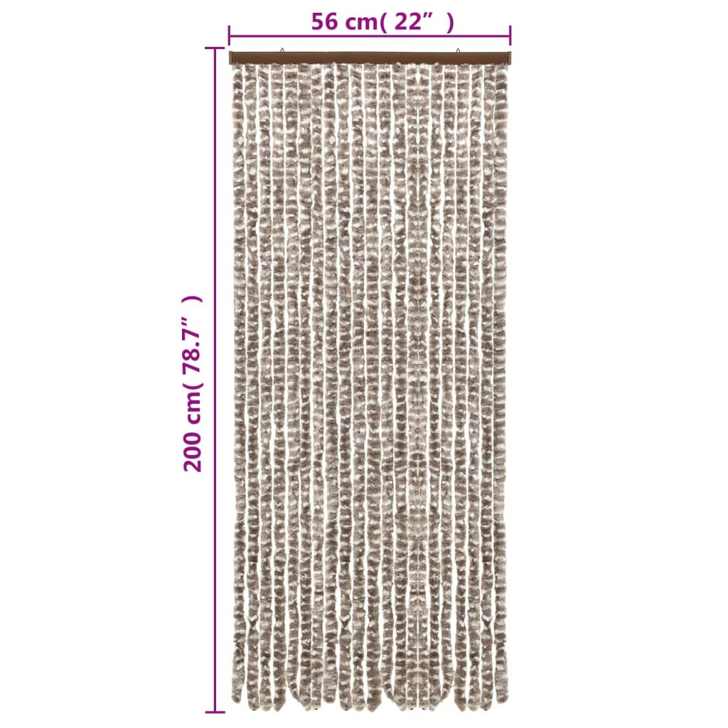 Vliegengordijn 56X200 Cm Chenille Taupe En Wit